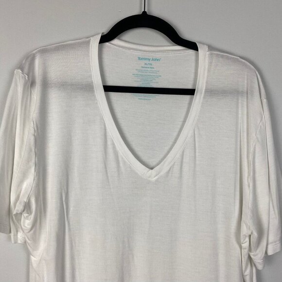 TOMMY JOHN Second Skin T-Shirt WHITE Micro Modal Everyday V-Neck Tee Mens XL - Picture 2 of 8